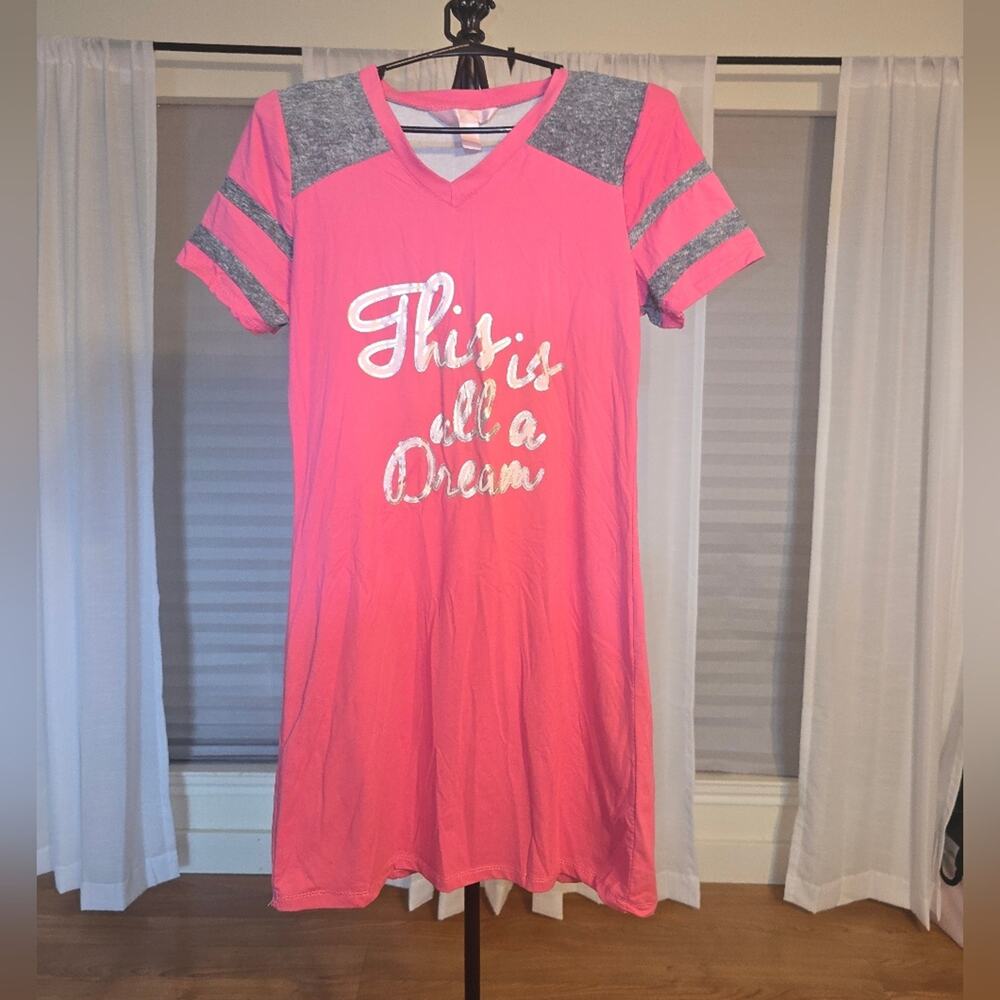 Vibrant Pink Graphic T-Shirt Dress